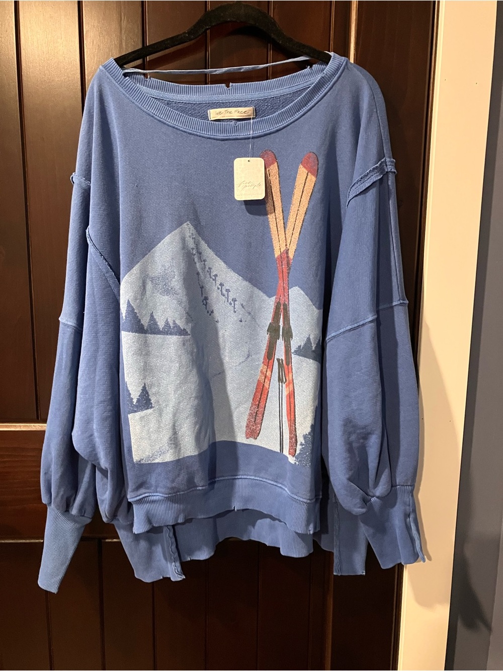 NWT We The Free Blue Ski Graphic Pullover Camden SMALL